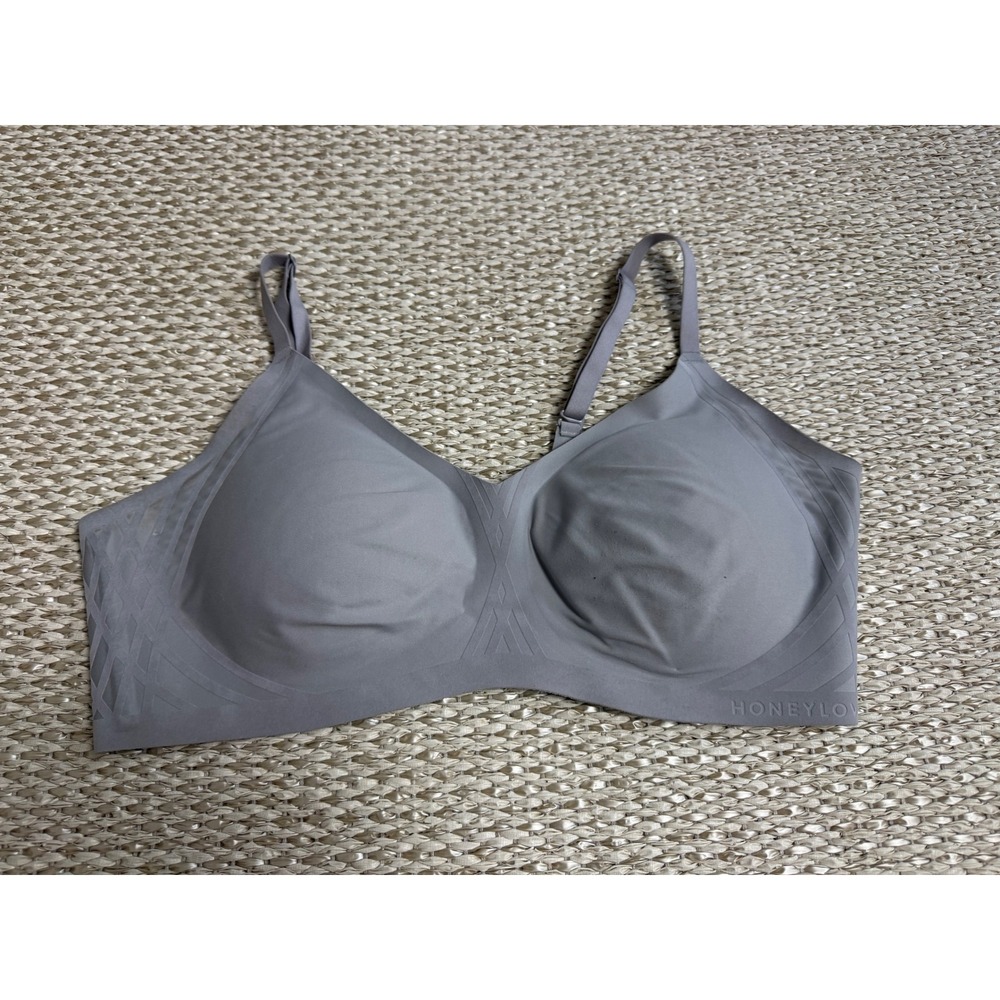 Honeylove Crossover Bra Gray Wireless Support Size XL LWBRO201